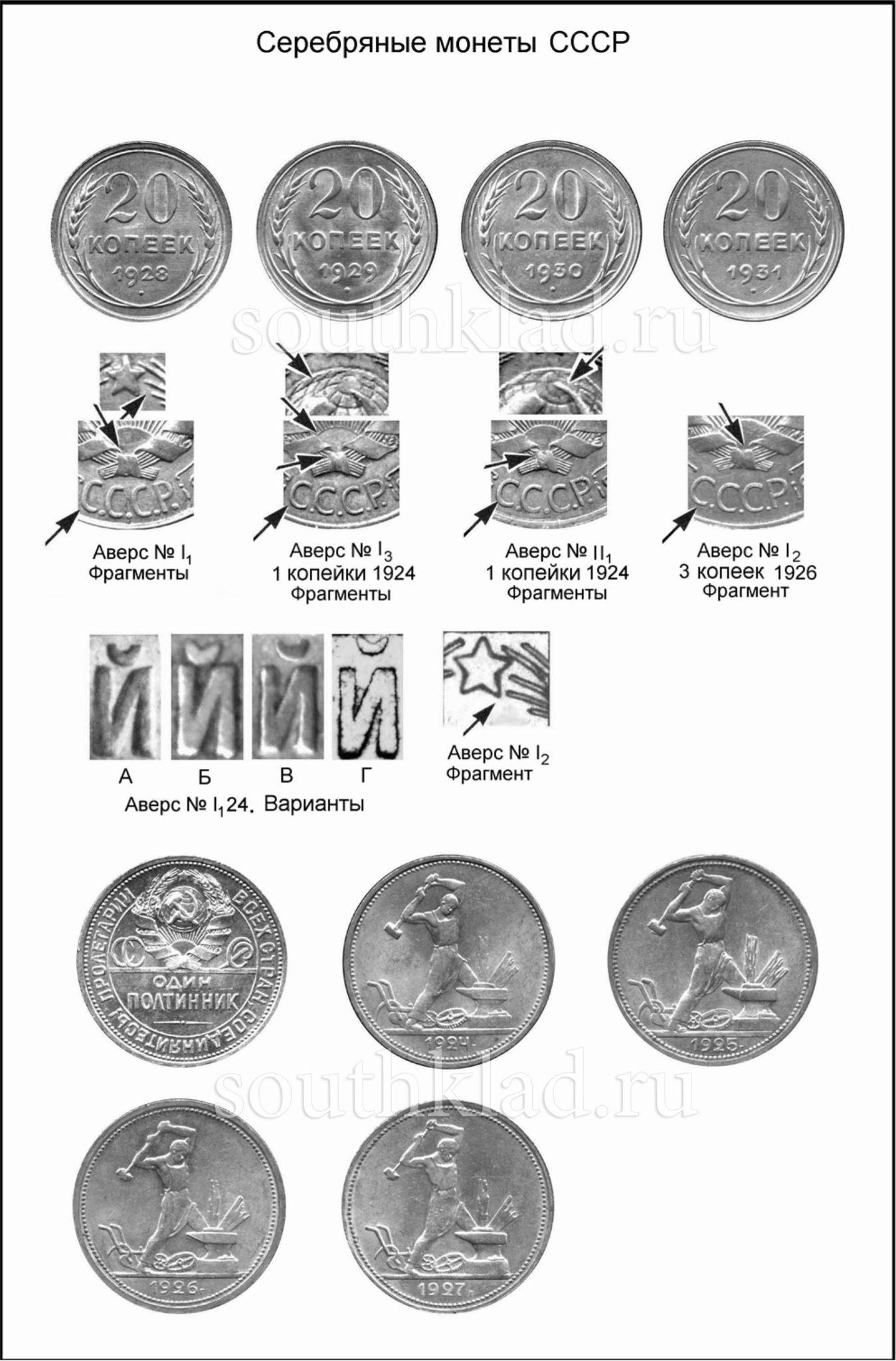 Серебряные монеты СССР 1924 - 1931 годов