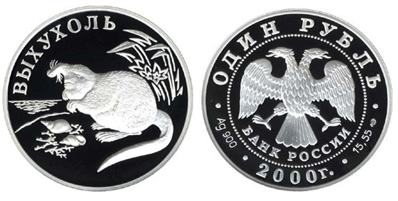 1 рубль 2000 года Выхухоль