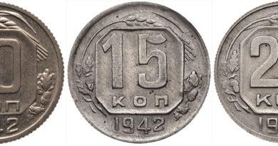 Цены на монеты СССР 1942 года
