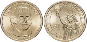 1 доллар 2007 года Томас Джефферсон
