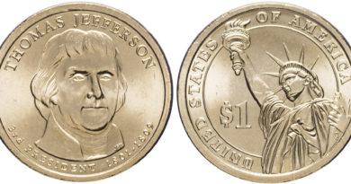 1 доллар 2007 года Томас Джефферсон
