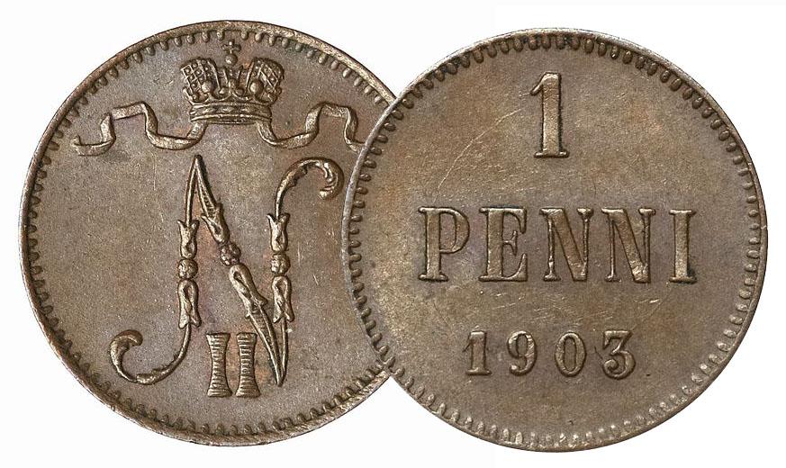 1 пенни 1895-1916 для Финляндии