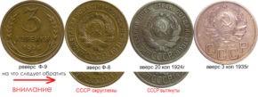 Перепутки аверсов 1, 3 и 20 копеечных монет СССР 1926-1957 гг.