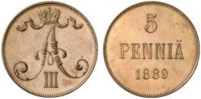 5 пенни 1890 года