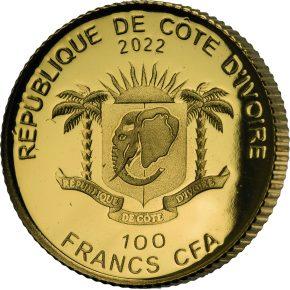 100 франков 2022 года набор из пяти коллекционных монет - «Большая африканская пятёрка»