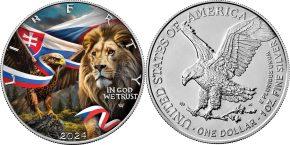 1 доллар 2024 года Чешский льв и Словацкий орел