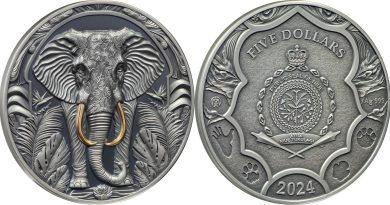 5 долларов 2024 года Слон
