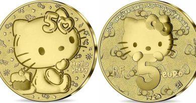 5 евро 2024 года 50-летие Hello Kitty